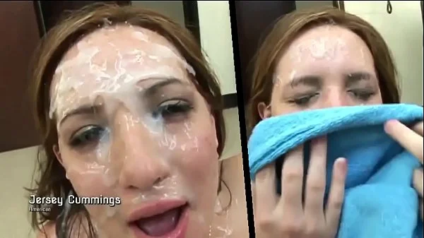 Sperm addict girls cover her face with cum and swallow - Part 1